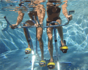 Stationary bike in an exercise pool