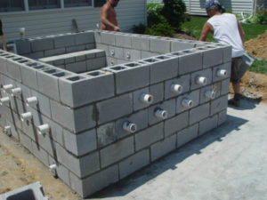 DIY hot tub construction block method